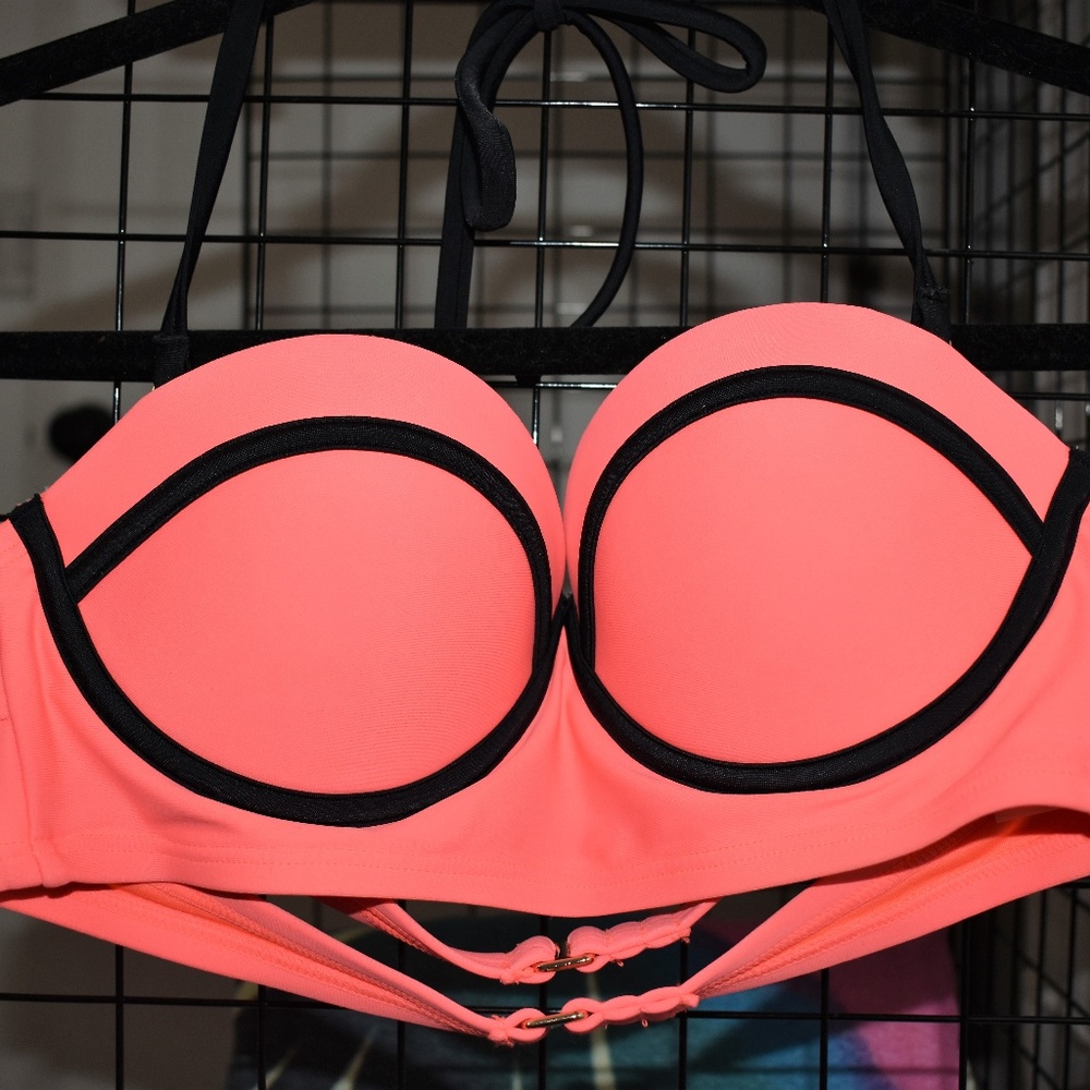 Pink and Black Bikini Top